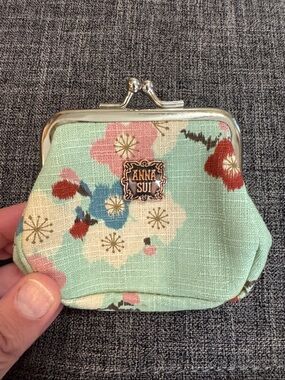 Anna Sui Floral Kiss Lock Coin Purse Vintage Style Mini Pouch